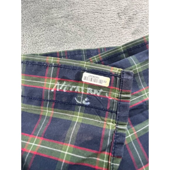 90s Tommy Hilfiger Men Medium Navy Green/Red Lion Crest Plaid Button-Down Shirt - Picture 8 of 11